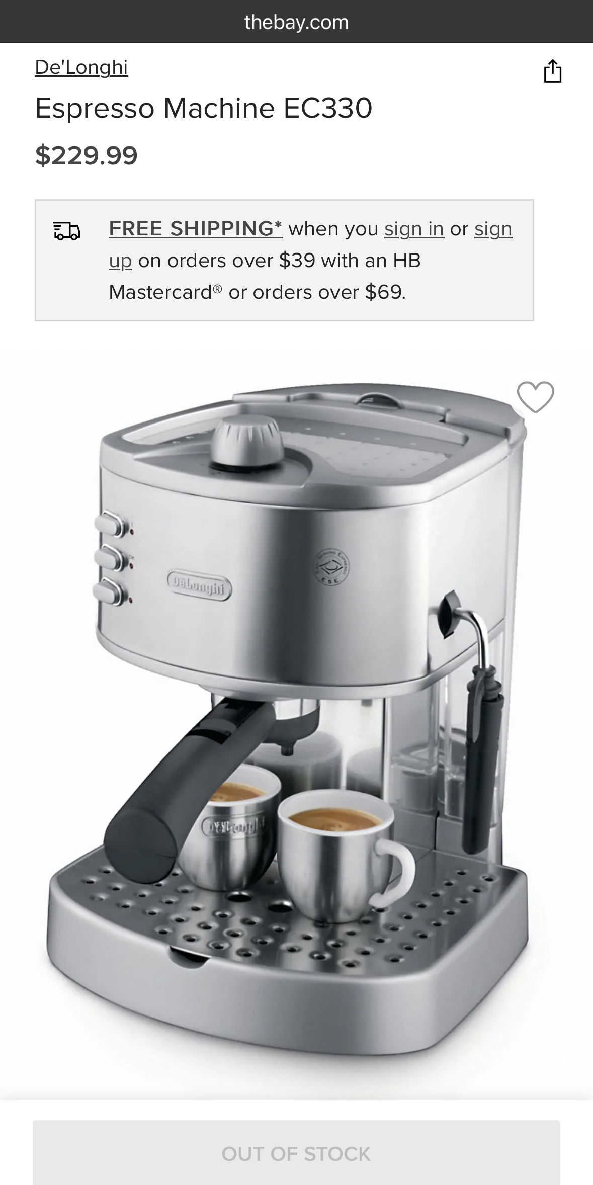 De Longhi Espresso machine