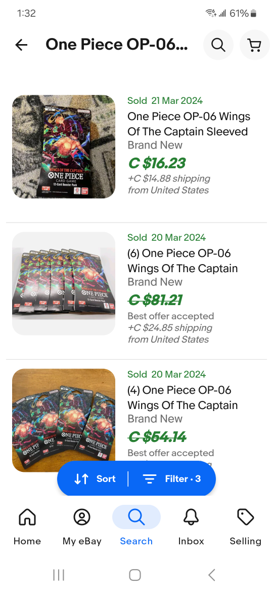 One Piece OP-06 Wings Of The Captain Sleeved pack ENGLISH - photo 2