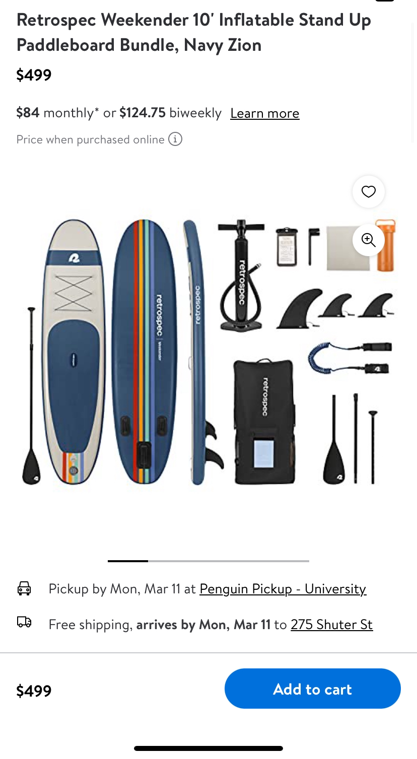 Never Used Retrospec Inflatable Stand Up Paddleboard Bundle image indicator(3)