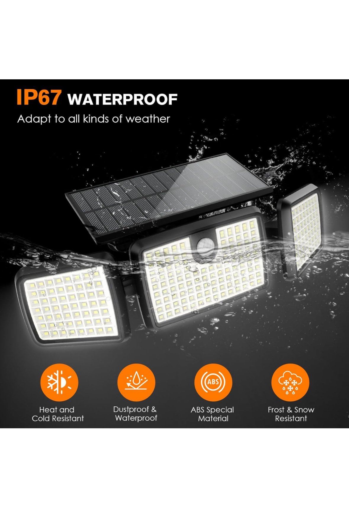 3 Head Solar Motion Lights Outdoor with 2500LM 232 LEDs High image indicator(2)