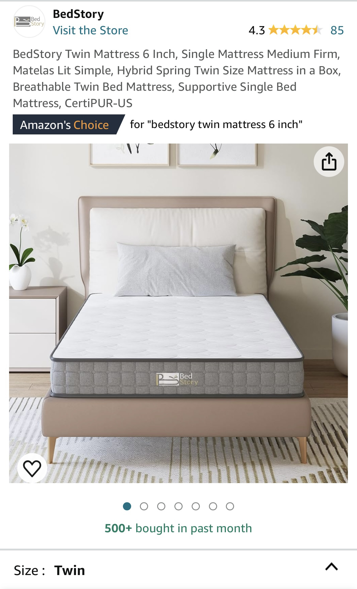 BedStory Twin Mattress 6 inch Nov2023 purchase