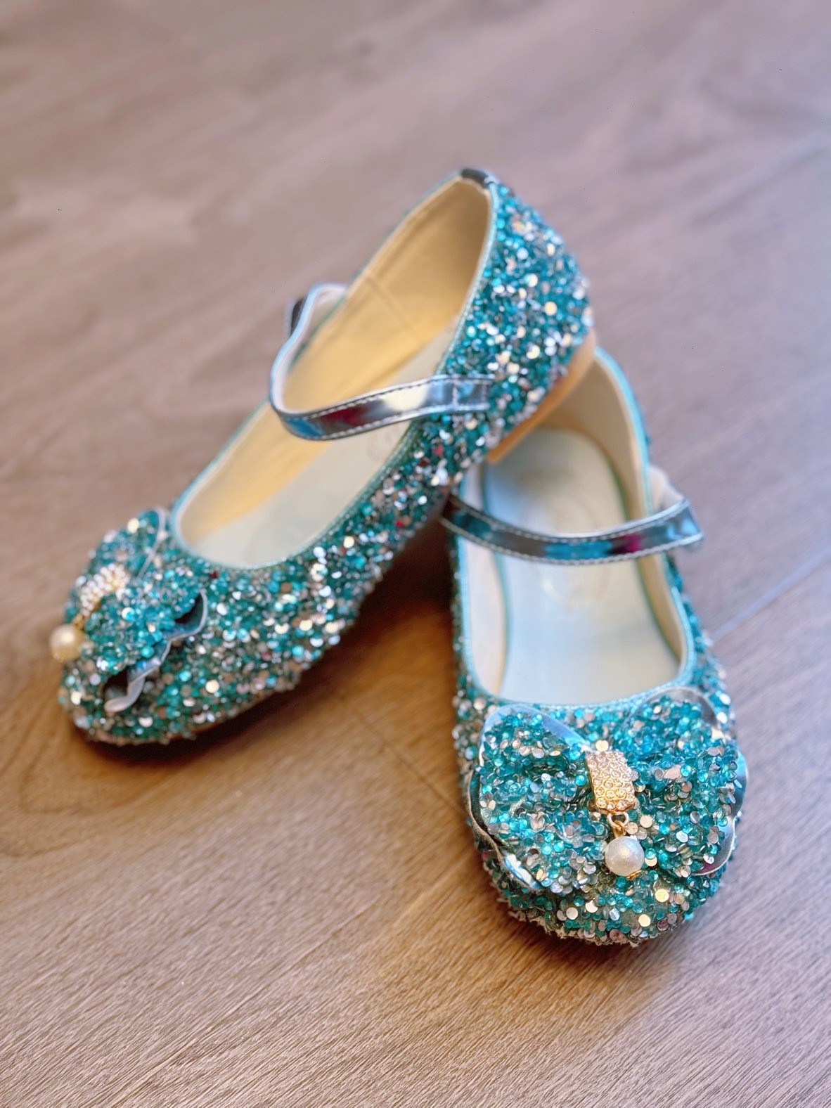 little girl sparkly jewel bow mary jane shoes - photo 3