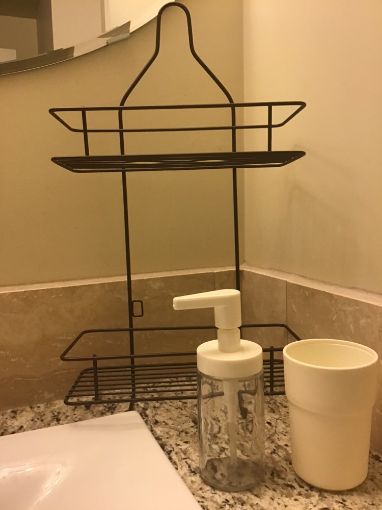 Bronze shower caddy, soap dispenser & cup thumbnail