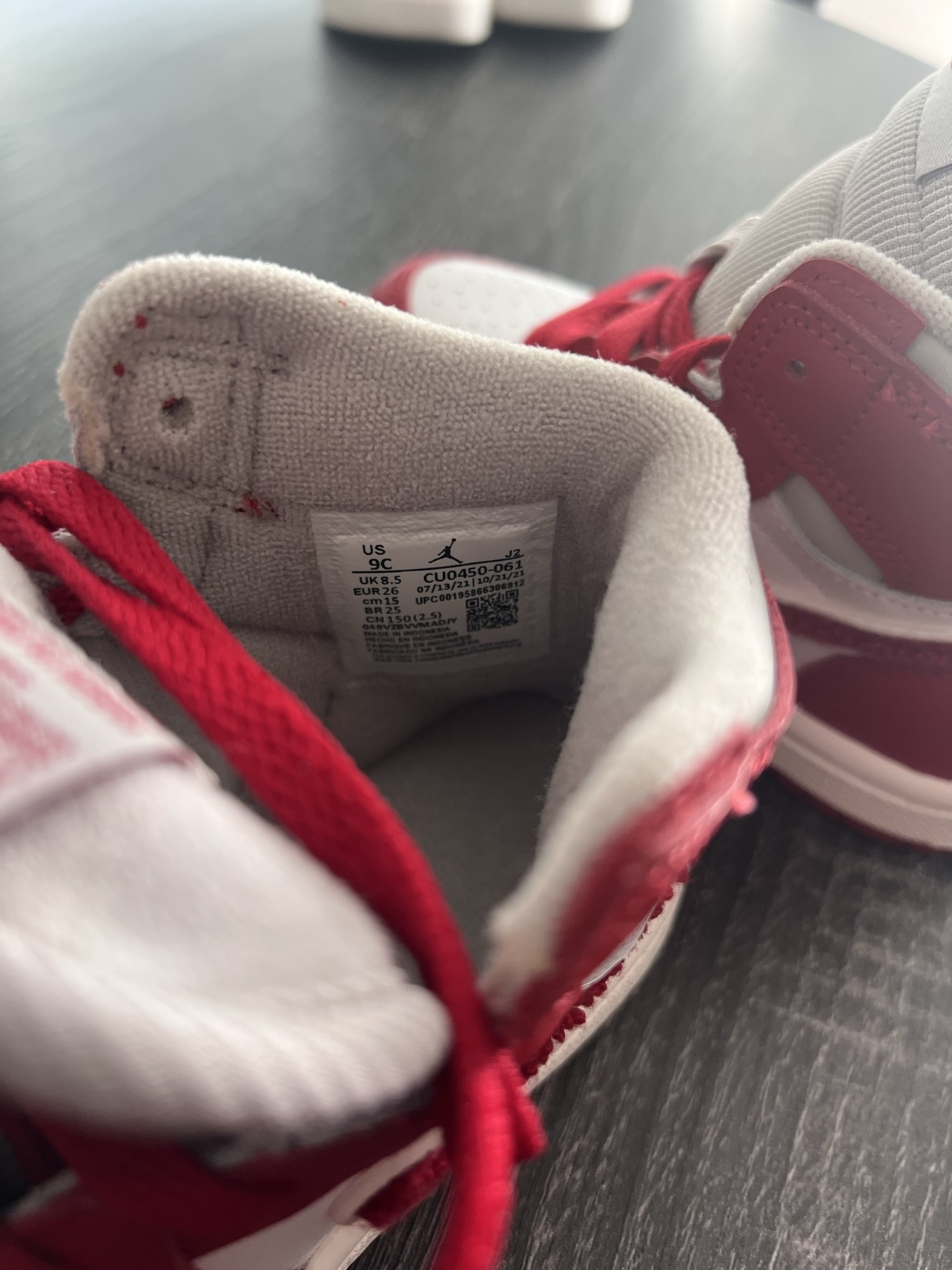 Jordan Toddler Air 1 High Retro OG TD CU0450 061 Varsity Red - photo 4