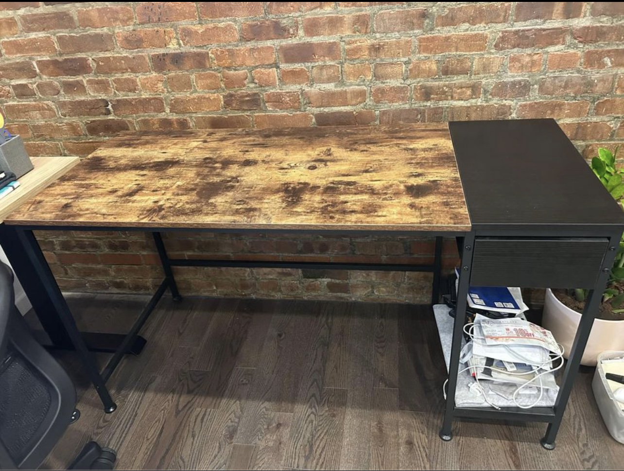 Home office desk with storage and drawer