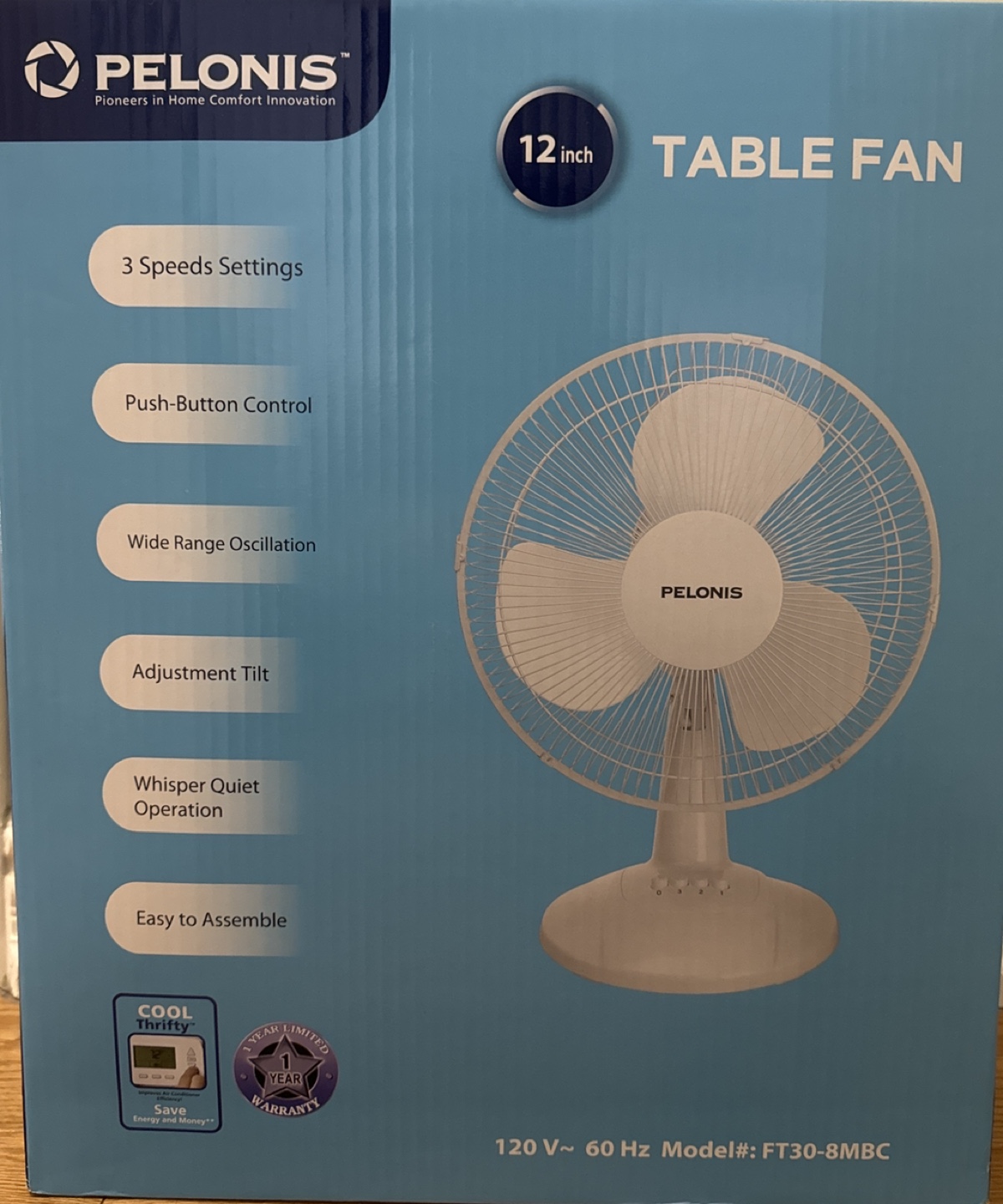 Pelonis table fan (unopened)