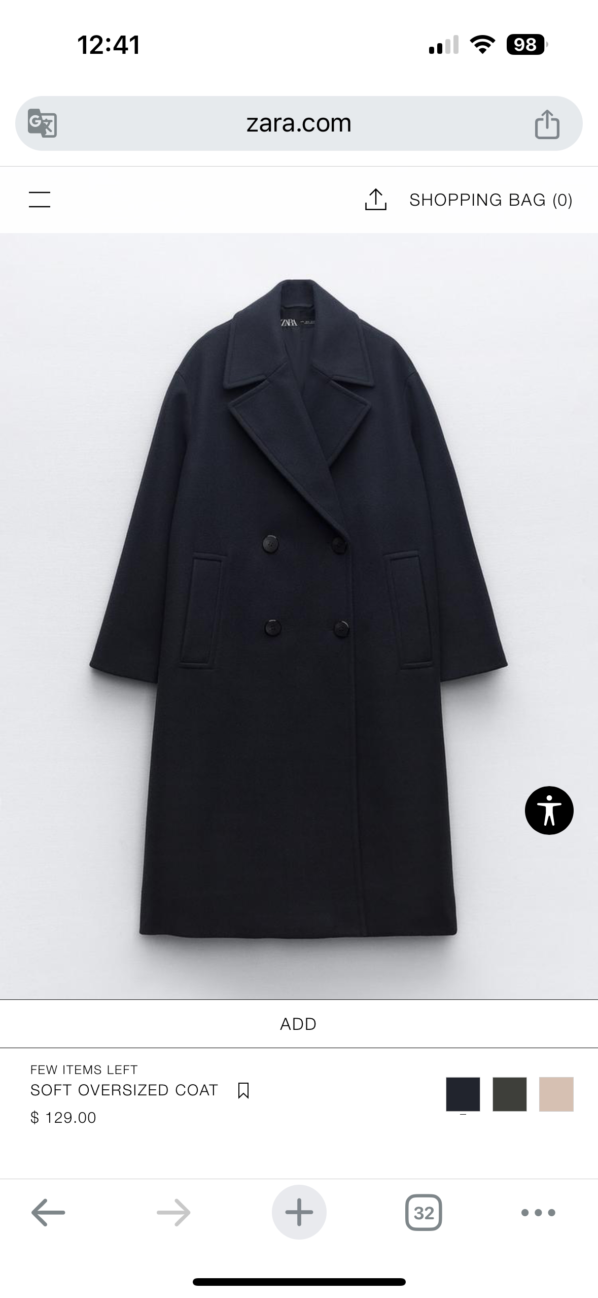 Zara Soft Oversized Coat