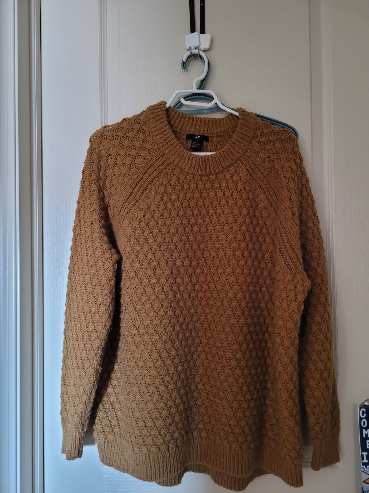 Womens Large H&M Textured Chunky Mustard Knit Sweater