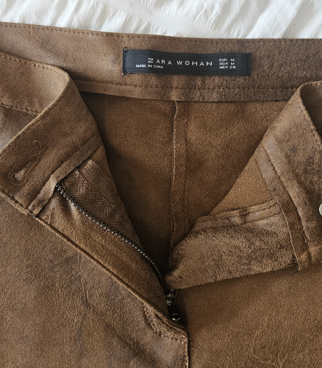 ZARA Brown Distressed Faux Leather Leggings - photo 2