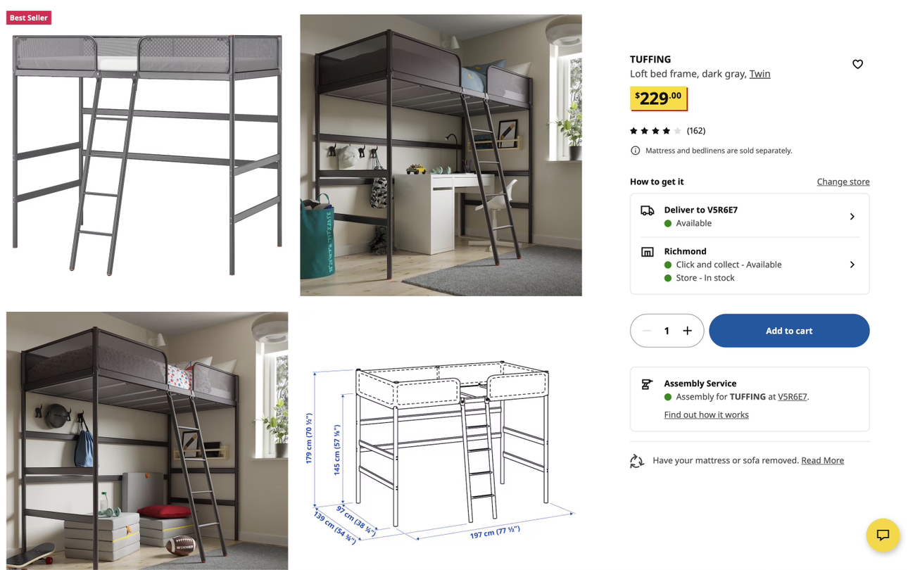 IKEA TUFFING Loft Bed Frame (Twin) - photo 3