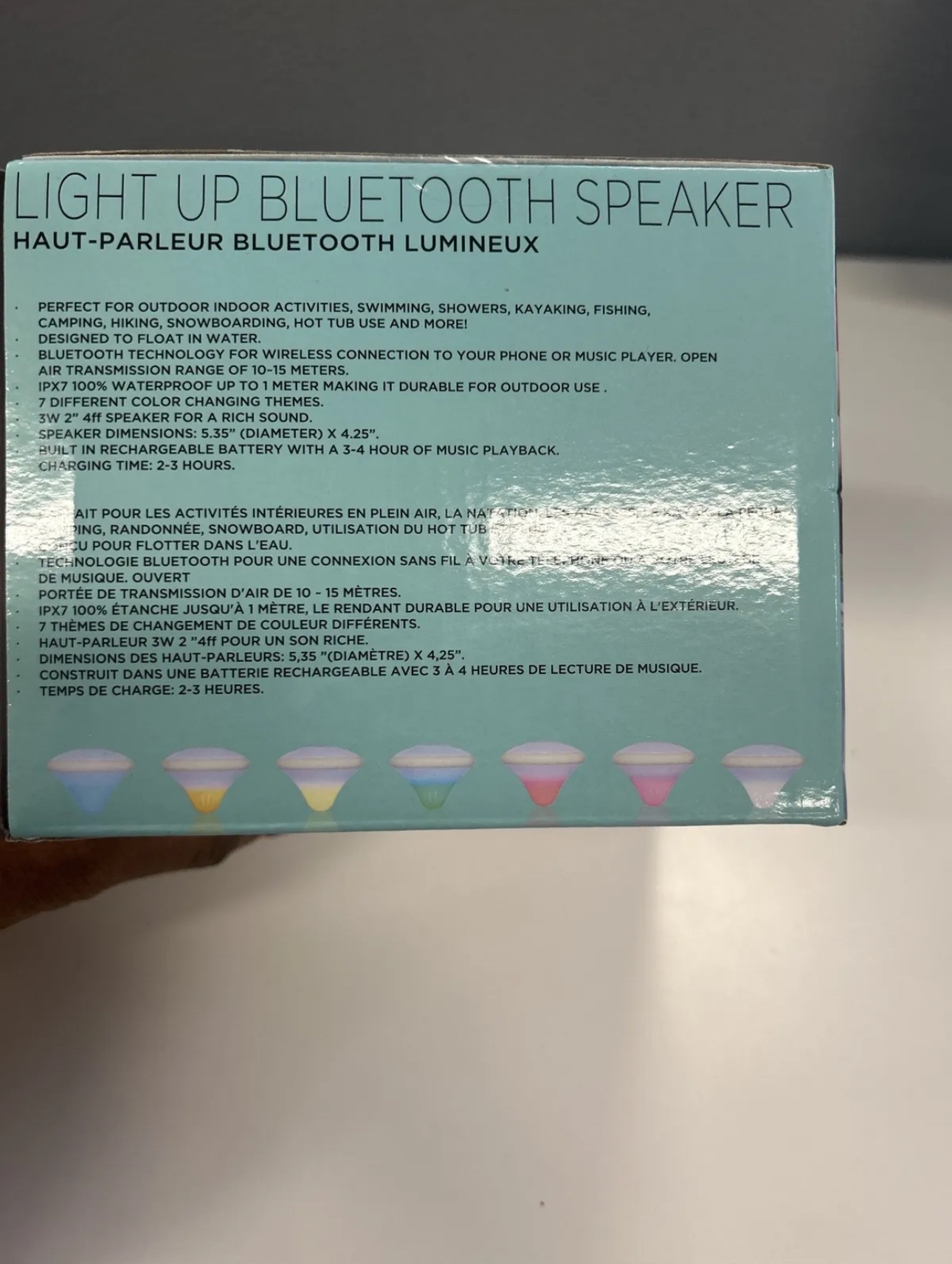 Sylvania Light Up Blue Tooth Speaker Floating IPX7 Waterproof