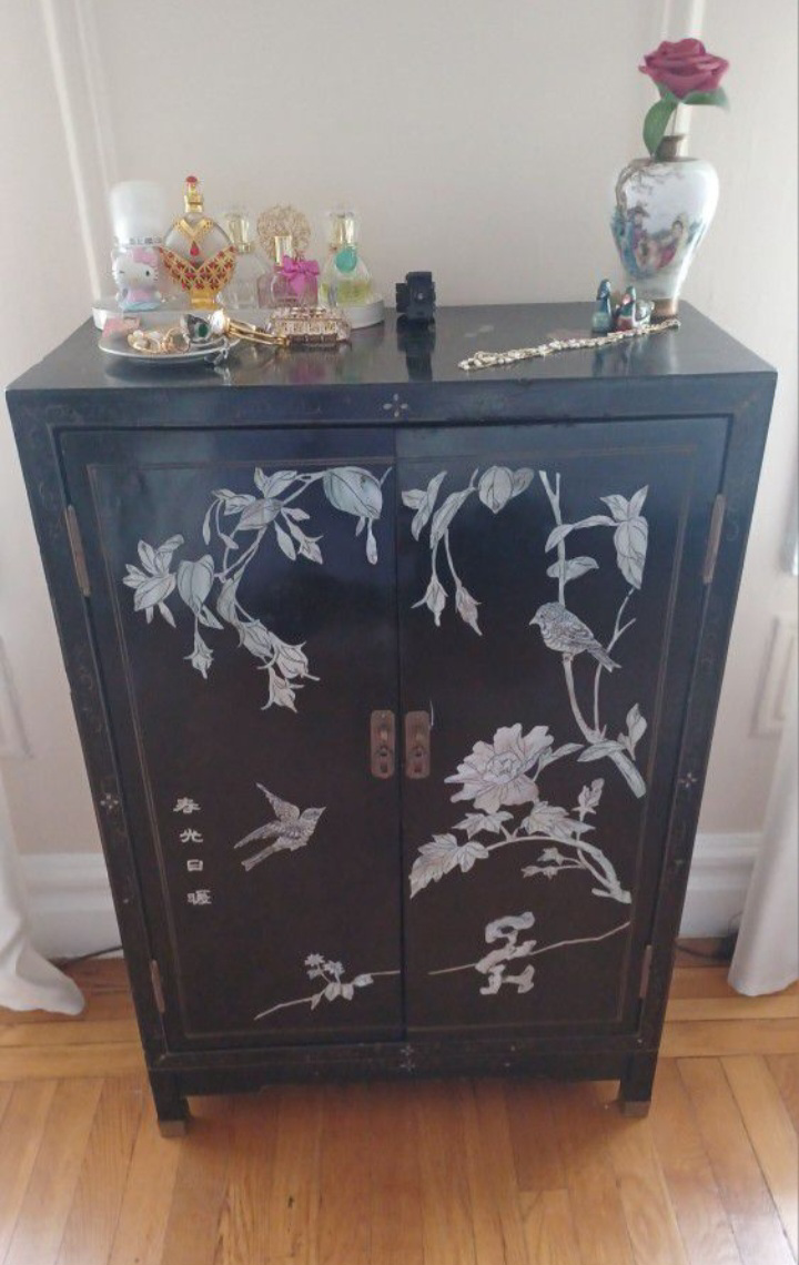 Chinese Black Lacquered Armoire/Cabinet