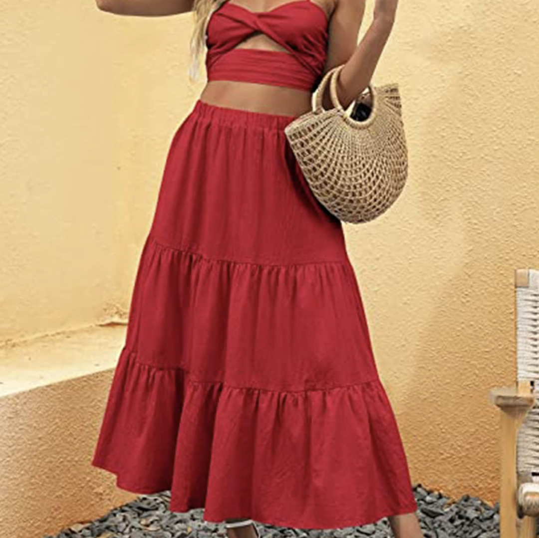 Boho Maxi Long Skirt High Elastic Waist like size S thumbnail