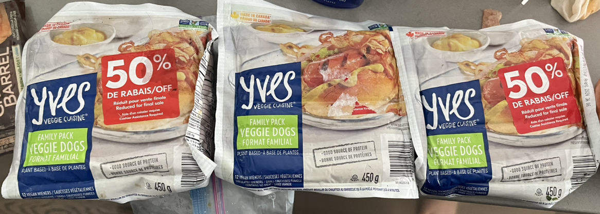 Free 3 sealed packages of veggie hot dogs thumbnail