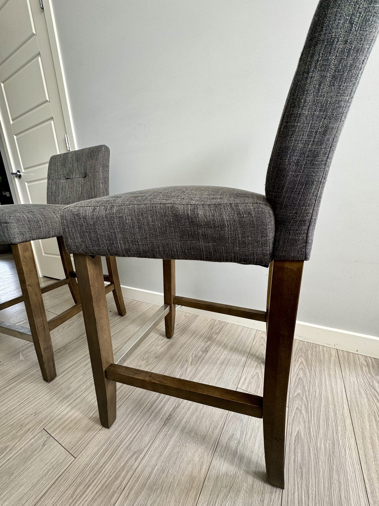 Fabric Dark Wood Counter Stool - photo 2
