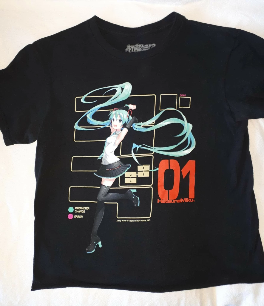 Hatsune Miku Original Graphic T-Shirt. #small. Raw hem. thumbnail