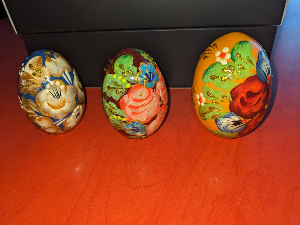 Ukrainian Easter eggs (wooden) - set of 3 thumbnail