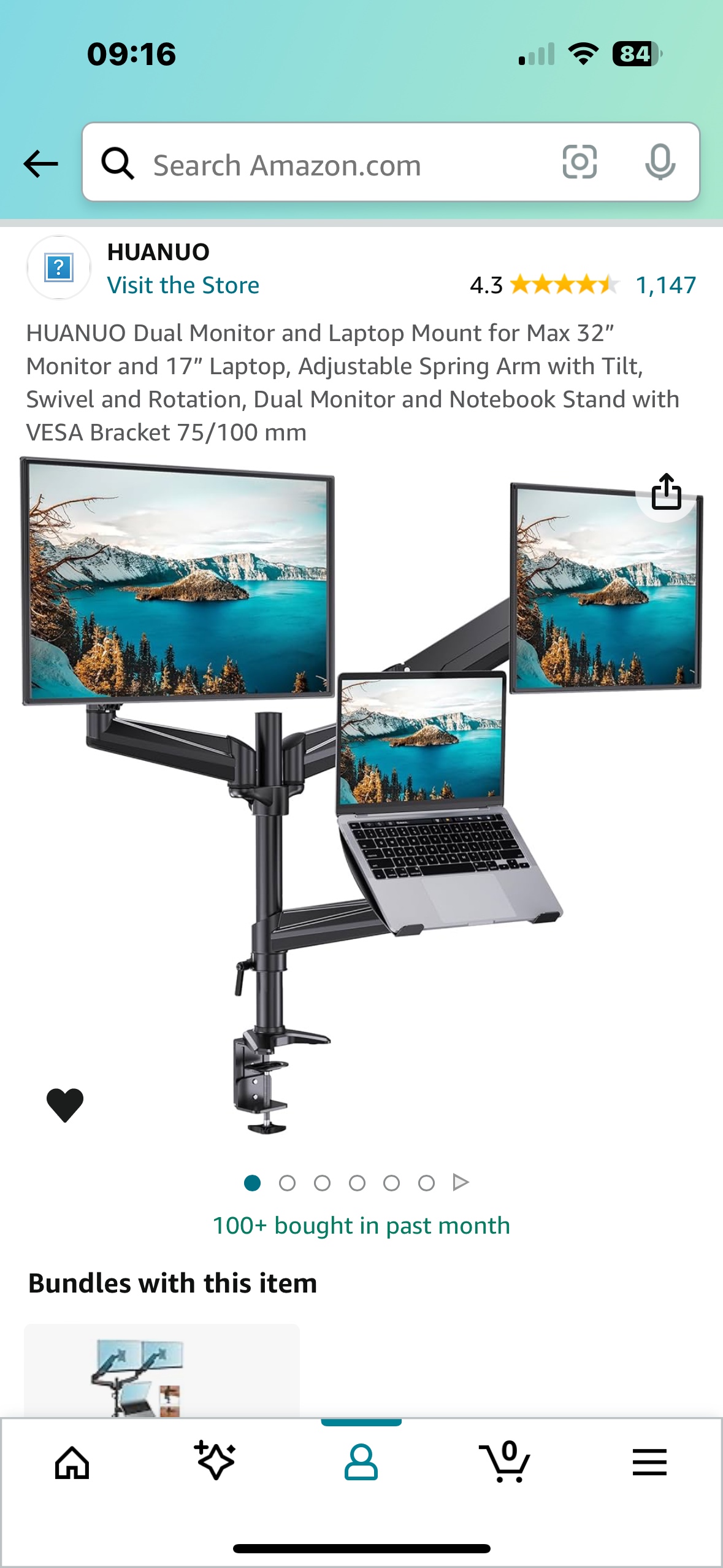 Huanuo dual monitor and laptop mount
