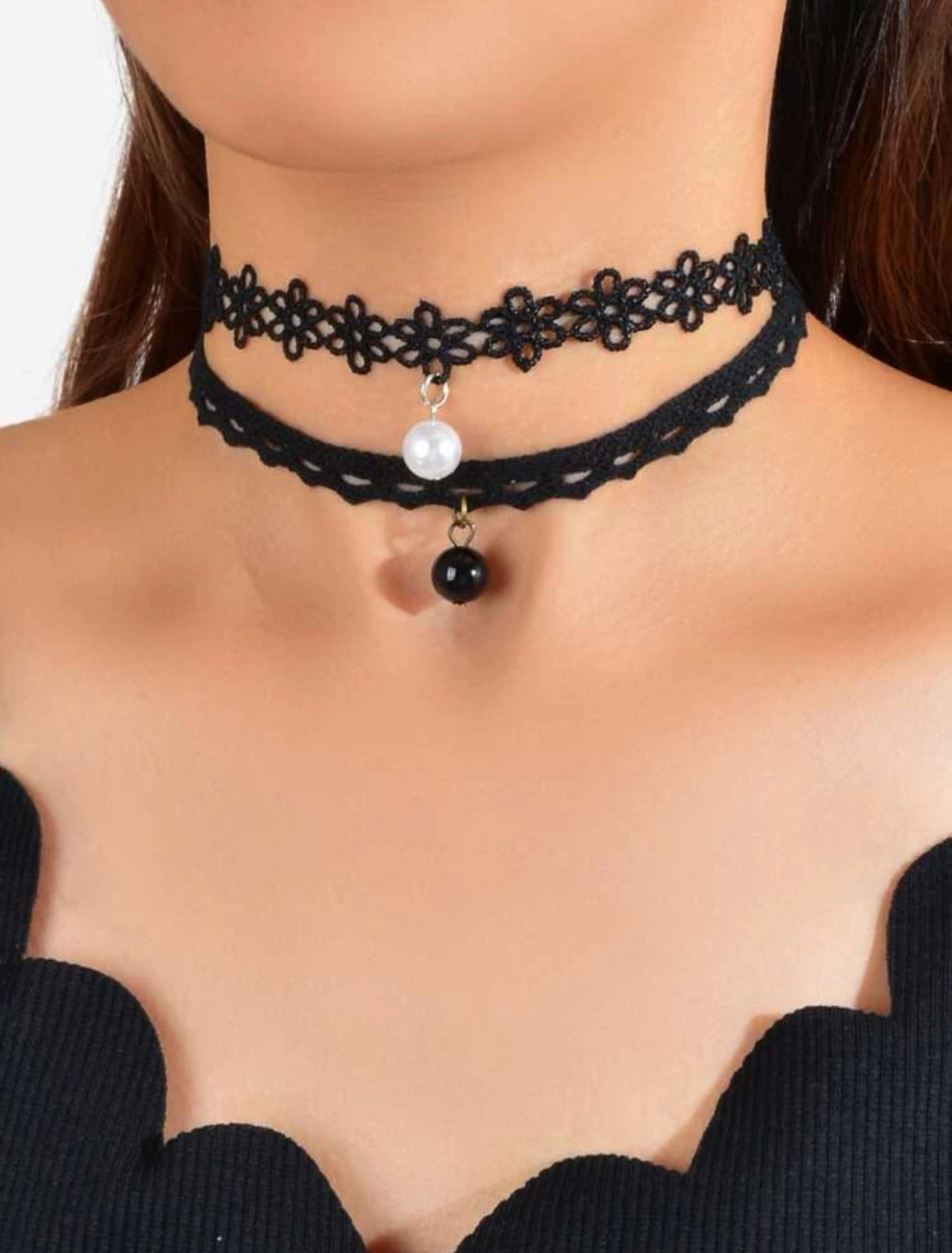 4pcs Faux Pearl Pendant Choker and Mini Minimalist Baguette Bag image indicator(3)