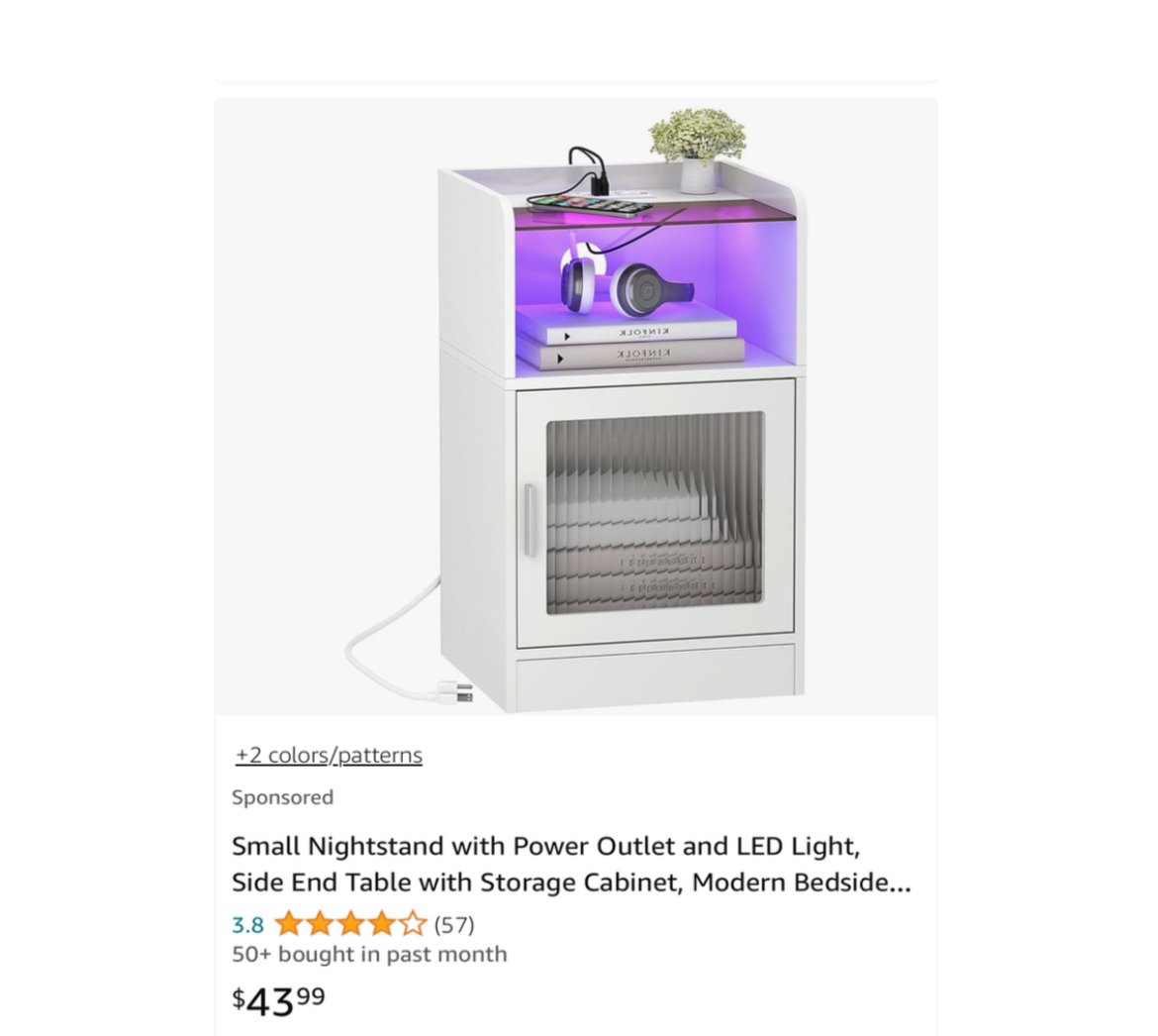 LED light Modern Night stand / storage cabinet set of 3 - photo 3