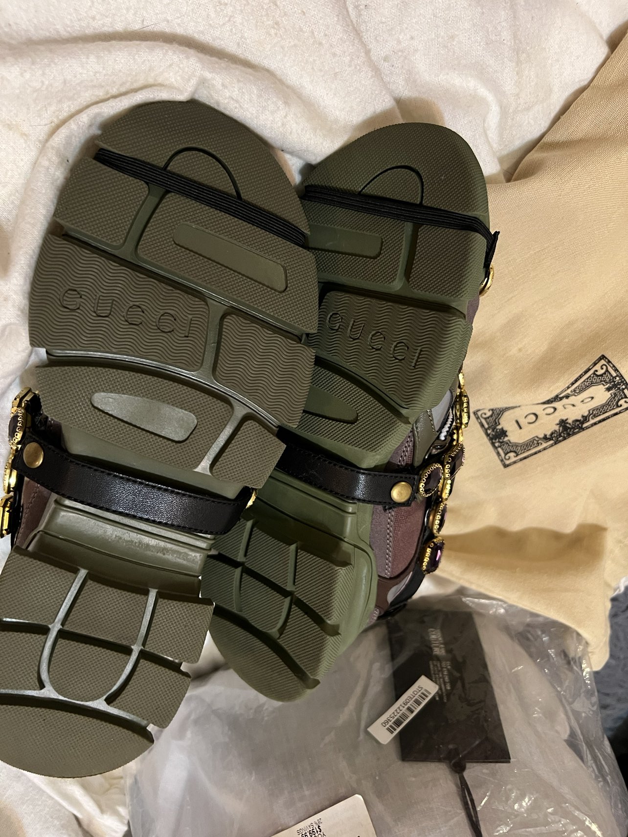 🥕 Gucci sneakers shoes size 6 army green color - photo 2