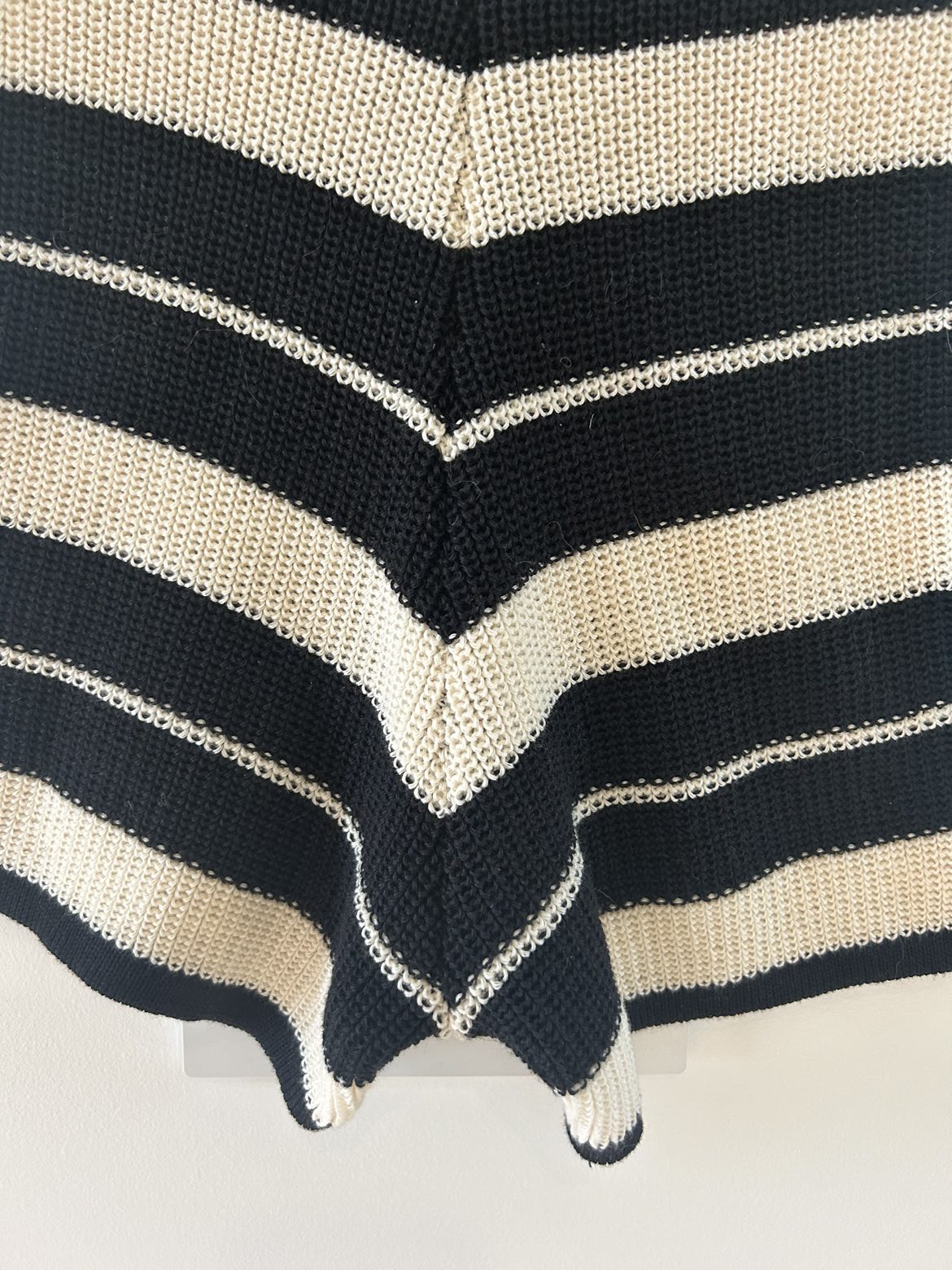 Handmade High Waisted Knit Cream and Black Stripe Shorts - photo 5