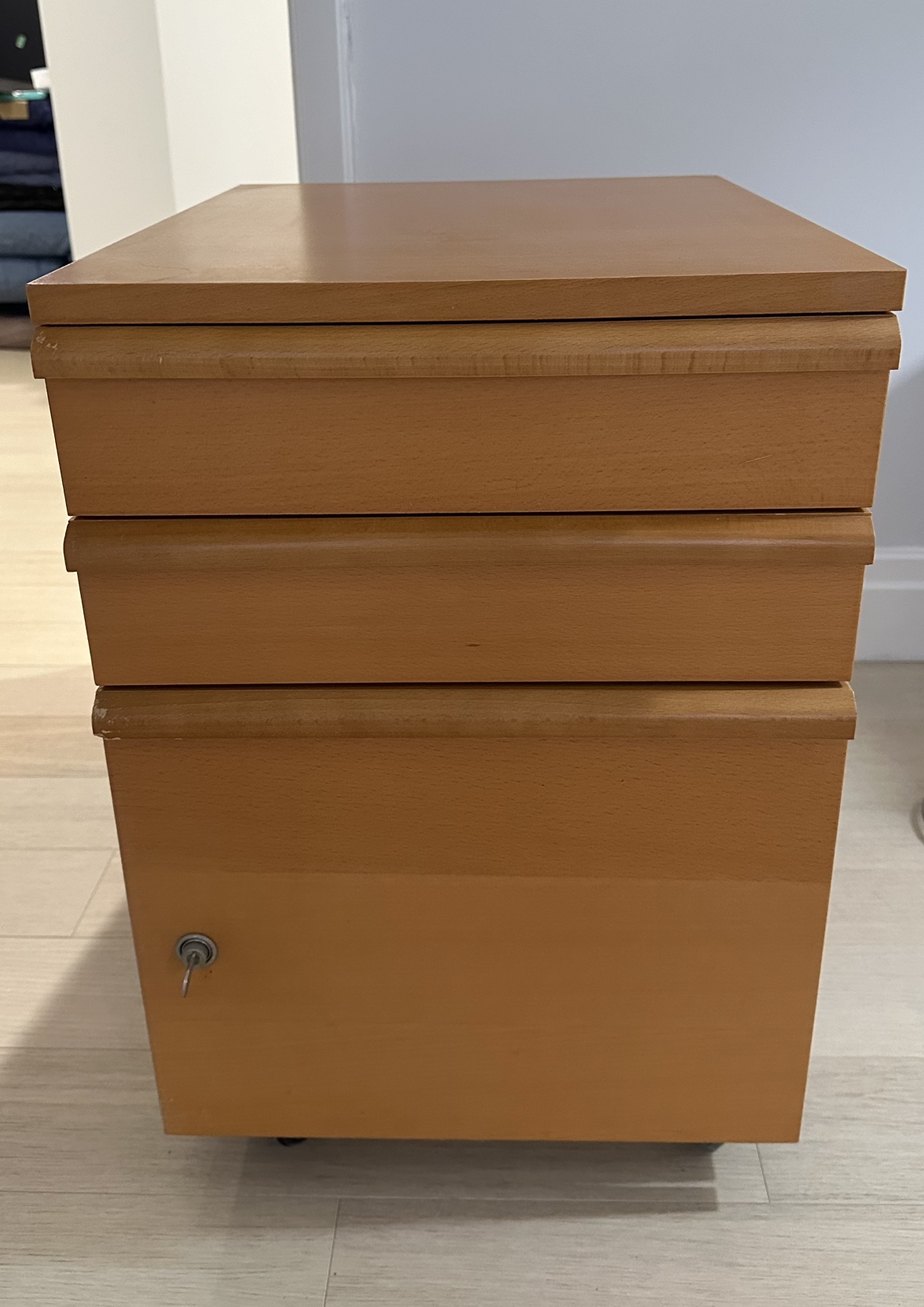 IKEA Beechwood Pedestal File Cabinet on Wheels