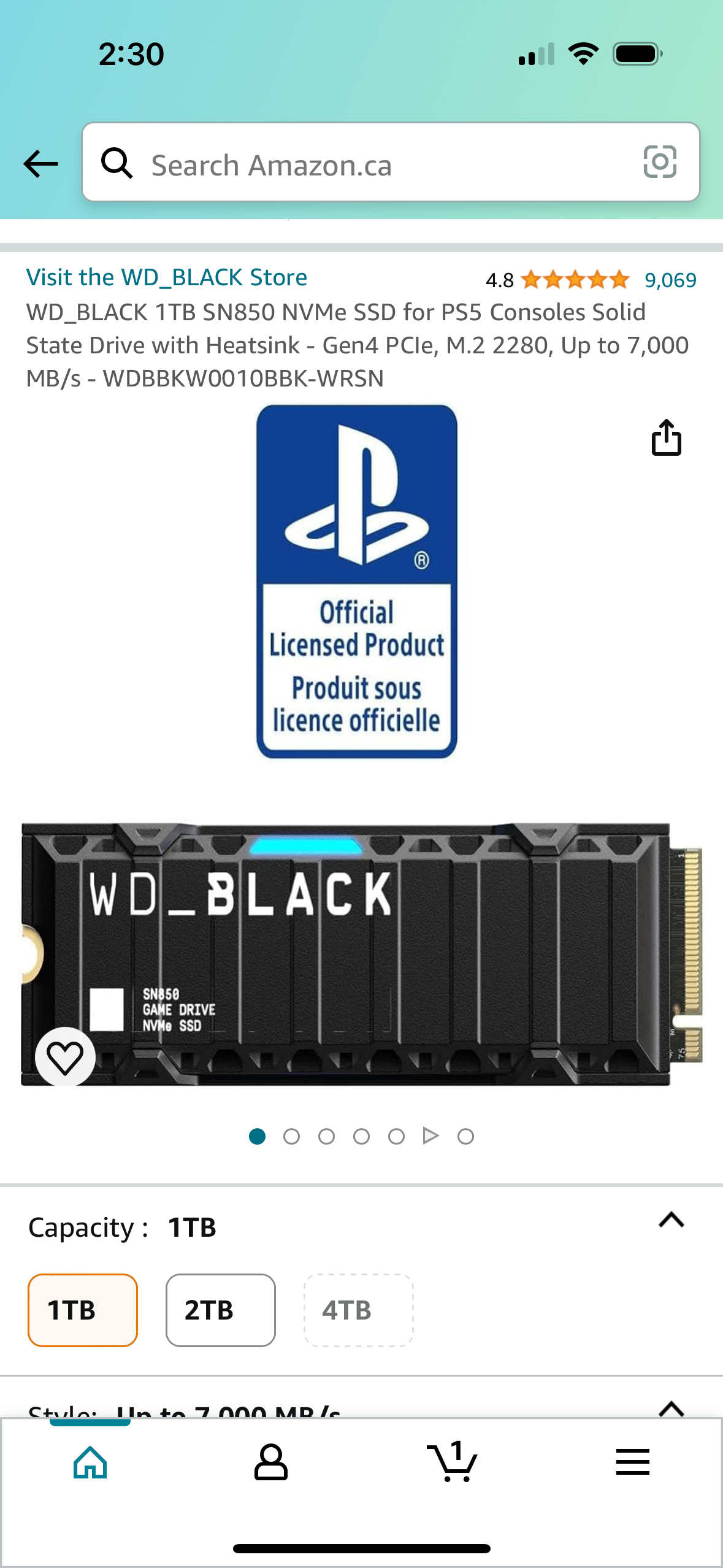 Open box WD Black SN850 SSD