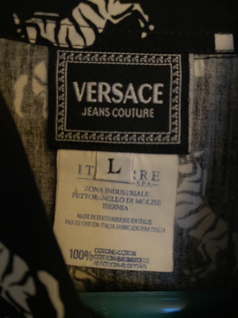 Vintage Versace Jeans Couture Men's Zebra Print Dress Shirt - photo 3