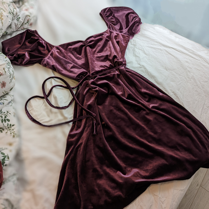 Violet Purple Velvet French Connection Goth Coquette Cute Dress