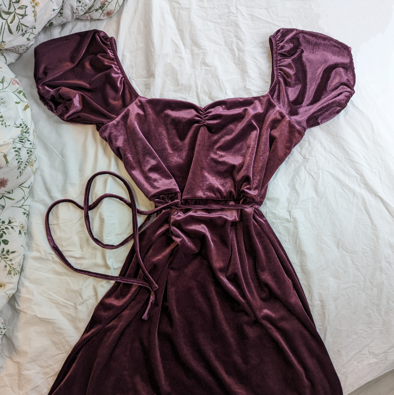 Violet Purple Velvet French Connection Goth Coquette Cute Dress - photo 2