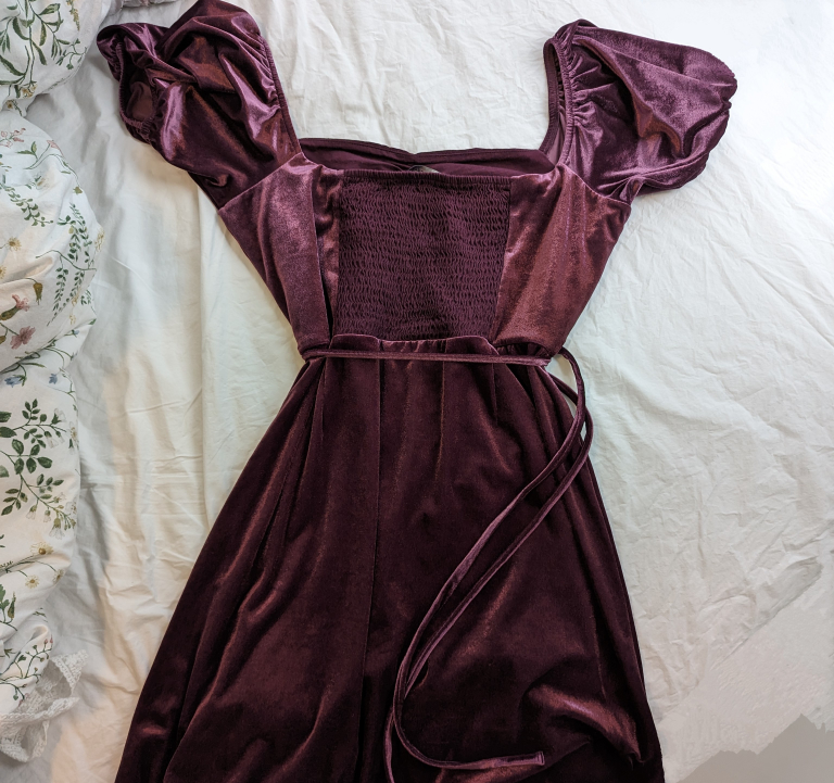 Violet Purple Velvet French Connection Goth Coquette Cute Dress - photo 3