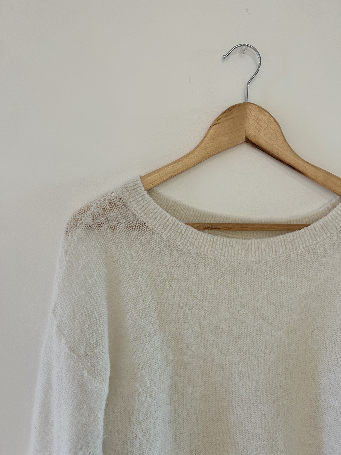 White Knit Oversized Box Crop Fit Sweater Top - photo 3