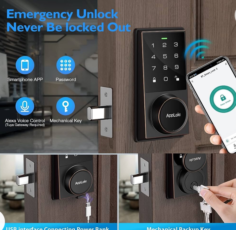 Smart Lock, Touchscreen Keypad Door Lock with Deadbolt, image indicator(2)