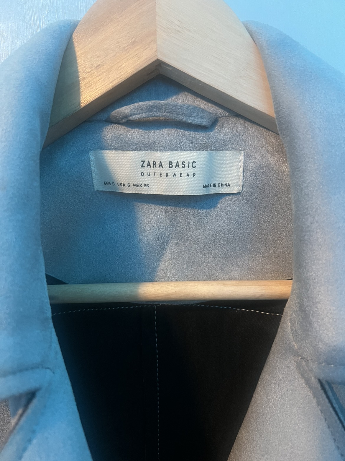 light blue faux suede texture moto style jacket image indicator(6)