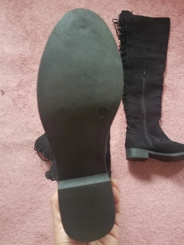 Over the Knee Suede Boots - Size 8 Black - photo 4