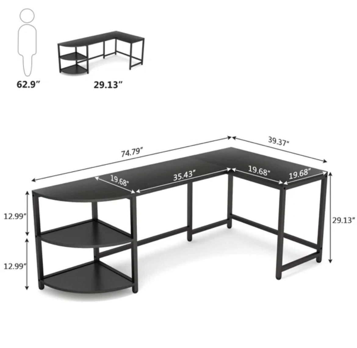 L-Shape Desk, reversible - photo 2