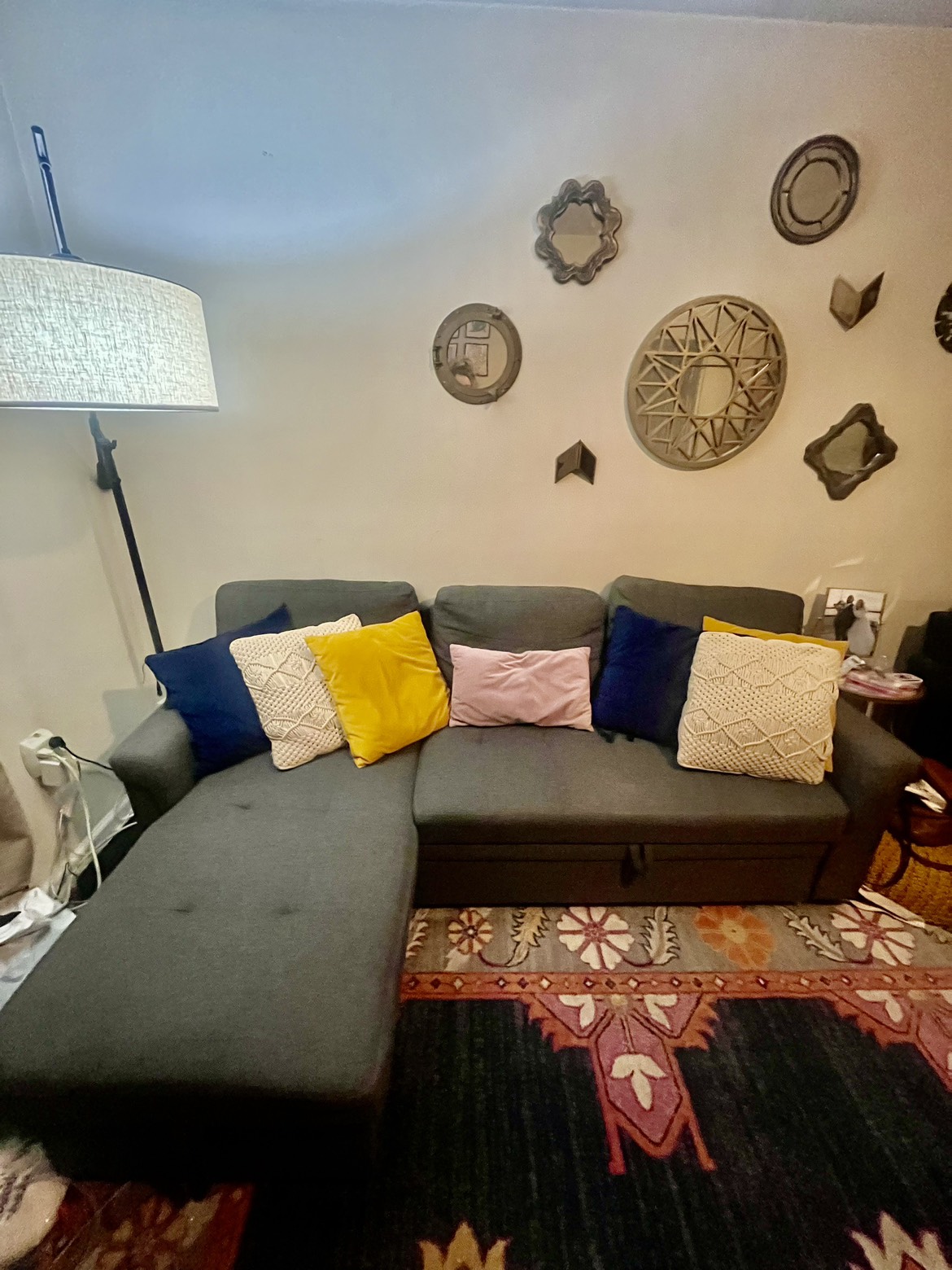Gray sectional with storage