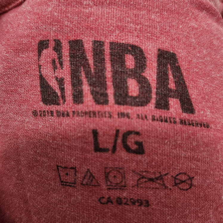 RAPTORS T-SHIRT.  Black Graphic on Heathered Red Tee. #L. image indicator(2)