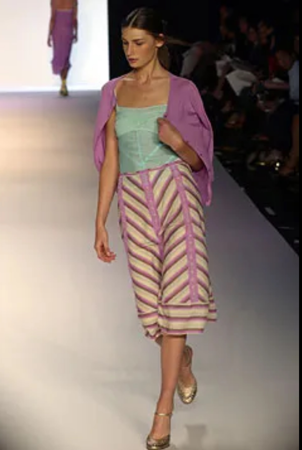 BCBG Max Azria Green Top and Purple Cardigan