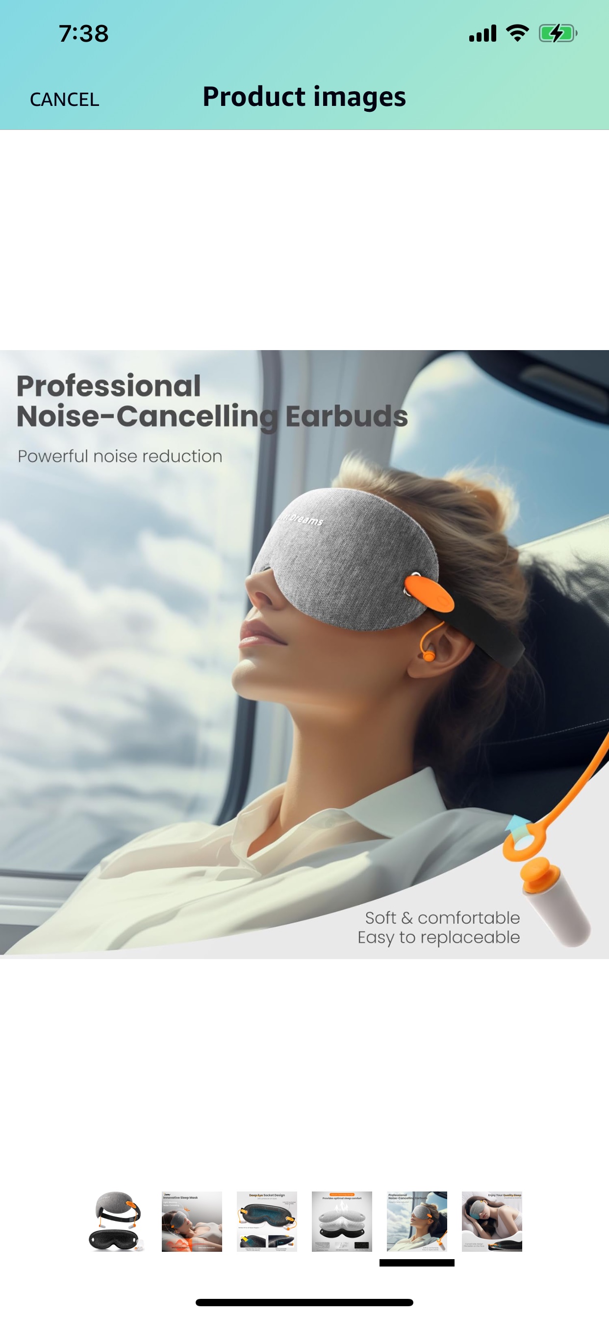 Brand new 3D Contoured Cup Sleep Eye Mask with Ear PlugsGray image indicator(5)