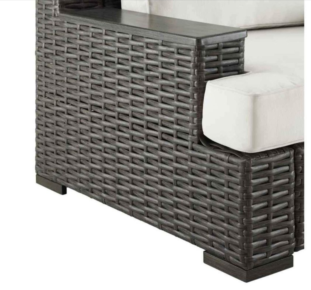4 X High-end Brown Wicker Capped Arm Chairs - photo 3