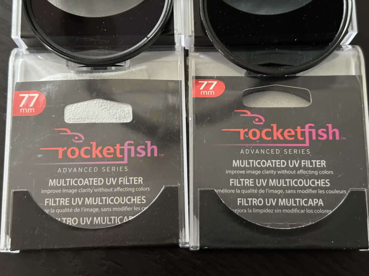 Four 77mm lens filters: UV x 2, CPL & ND image indicator(3)