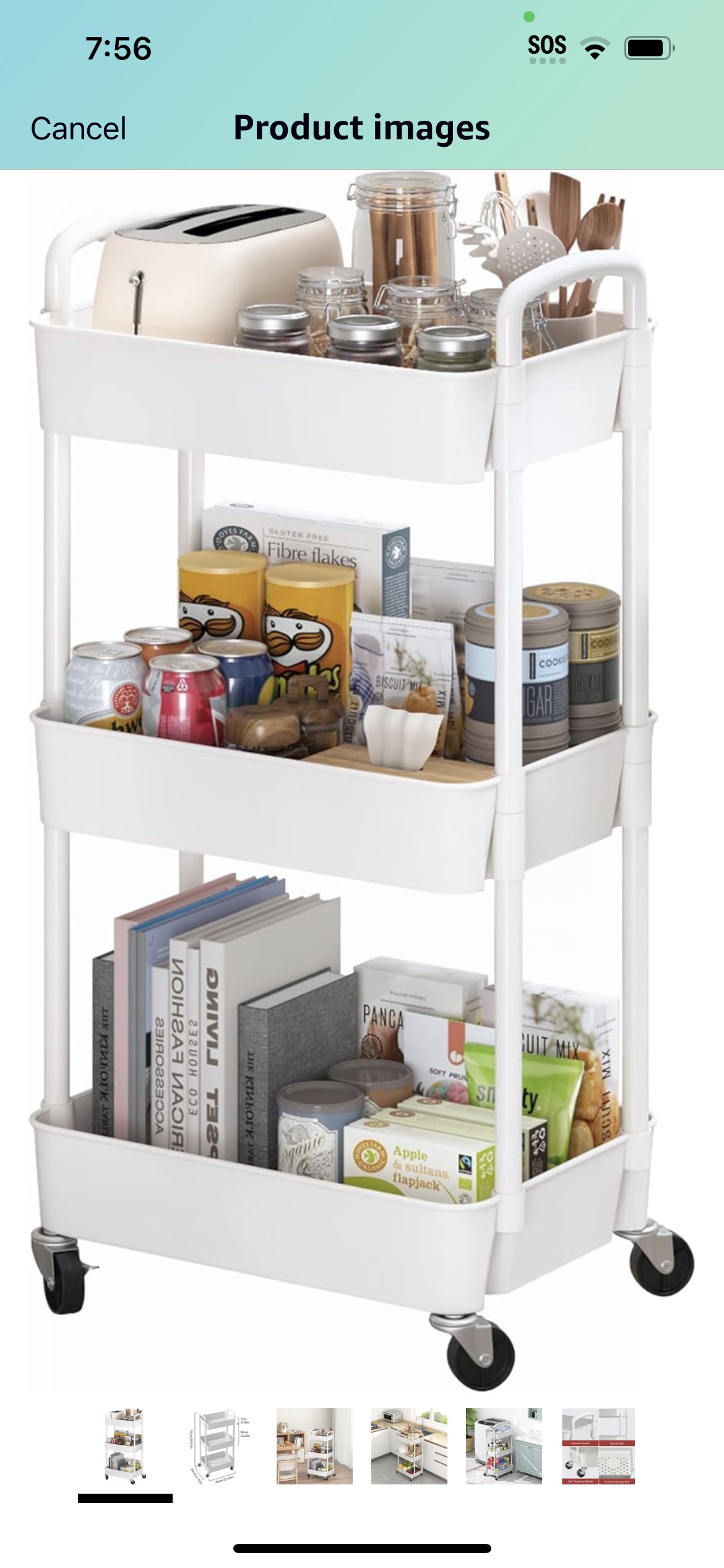 Plastic rolling utility cart with handle #406 thumbnail