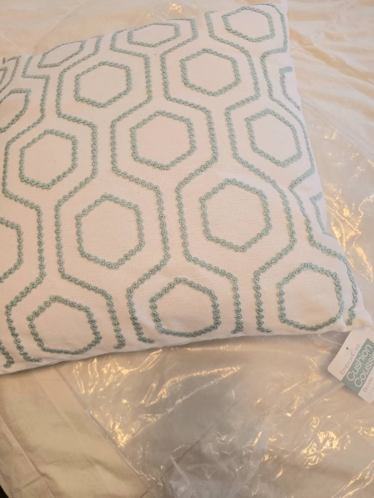 Brand new with Tags Turquoise and White Throw Pillow / Cushion image indicator(6)