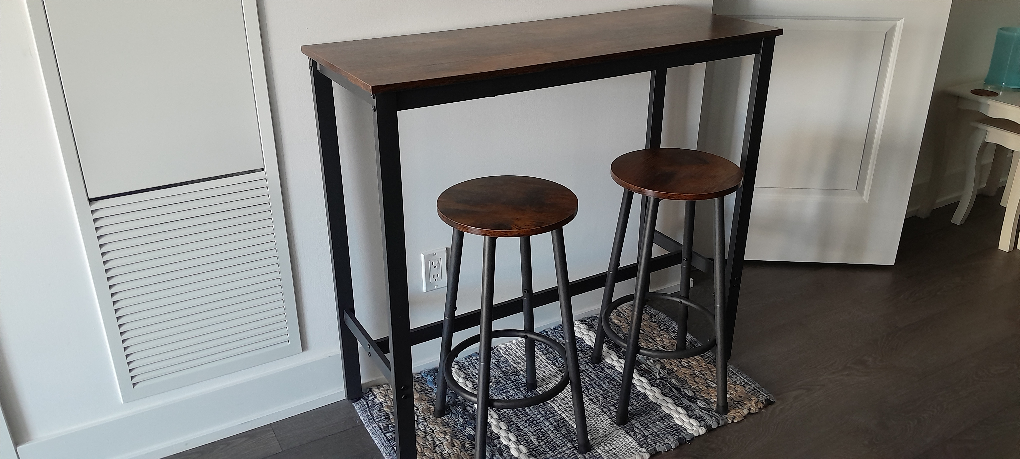 Antique style breakfast bar with 2 matching stools - photo 2