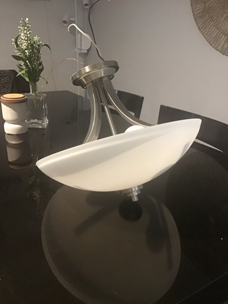 Modern silver & frosted light fixture thumbnail