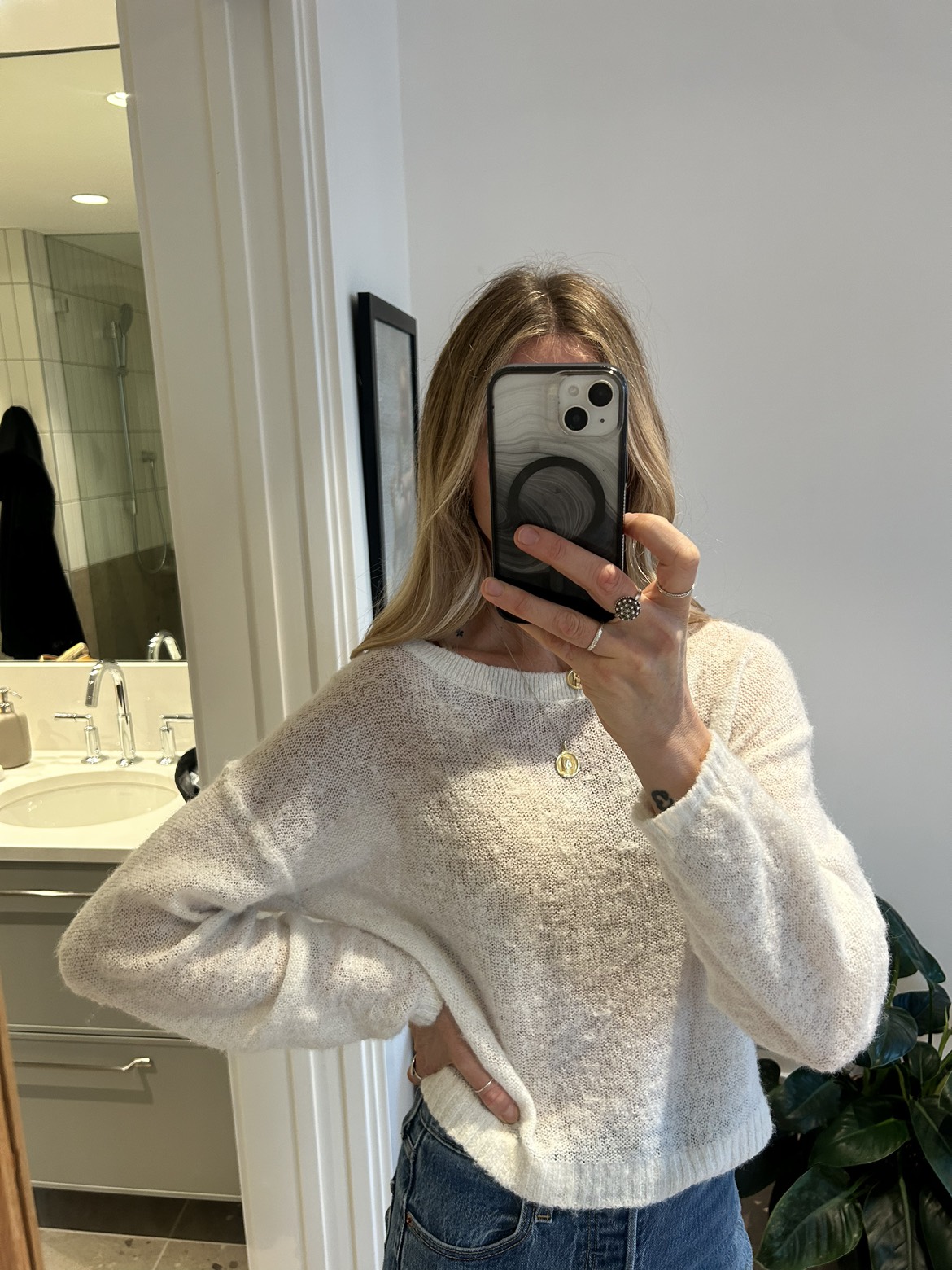 White Knit Oversized Box Crop Fit Sweater Top