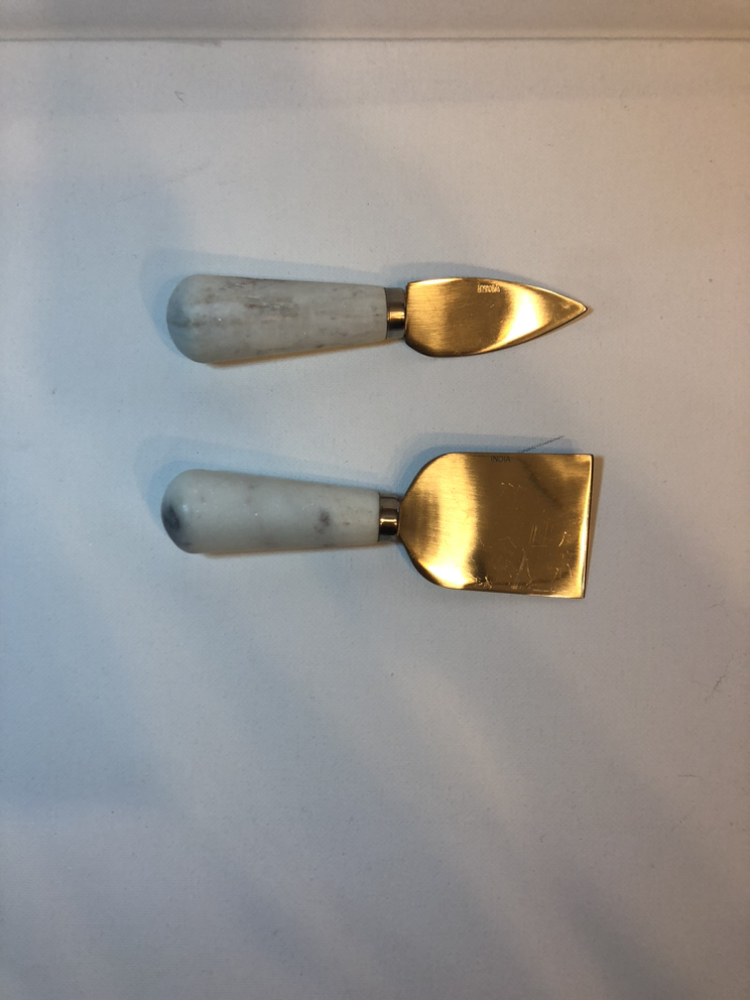 Domed Marble Cheese Board and Knives - photo 5