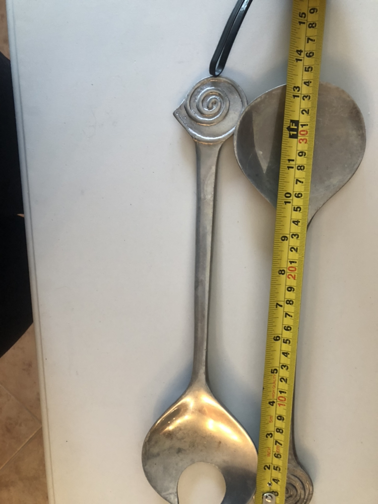 Salad Serving Fork & Spoon - vintage 1992 Mariposa Aluminum image indicator(5)